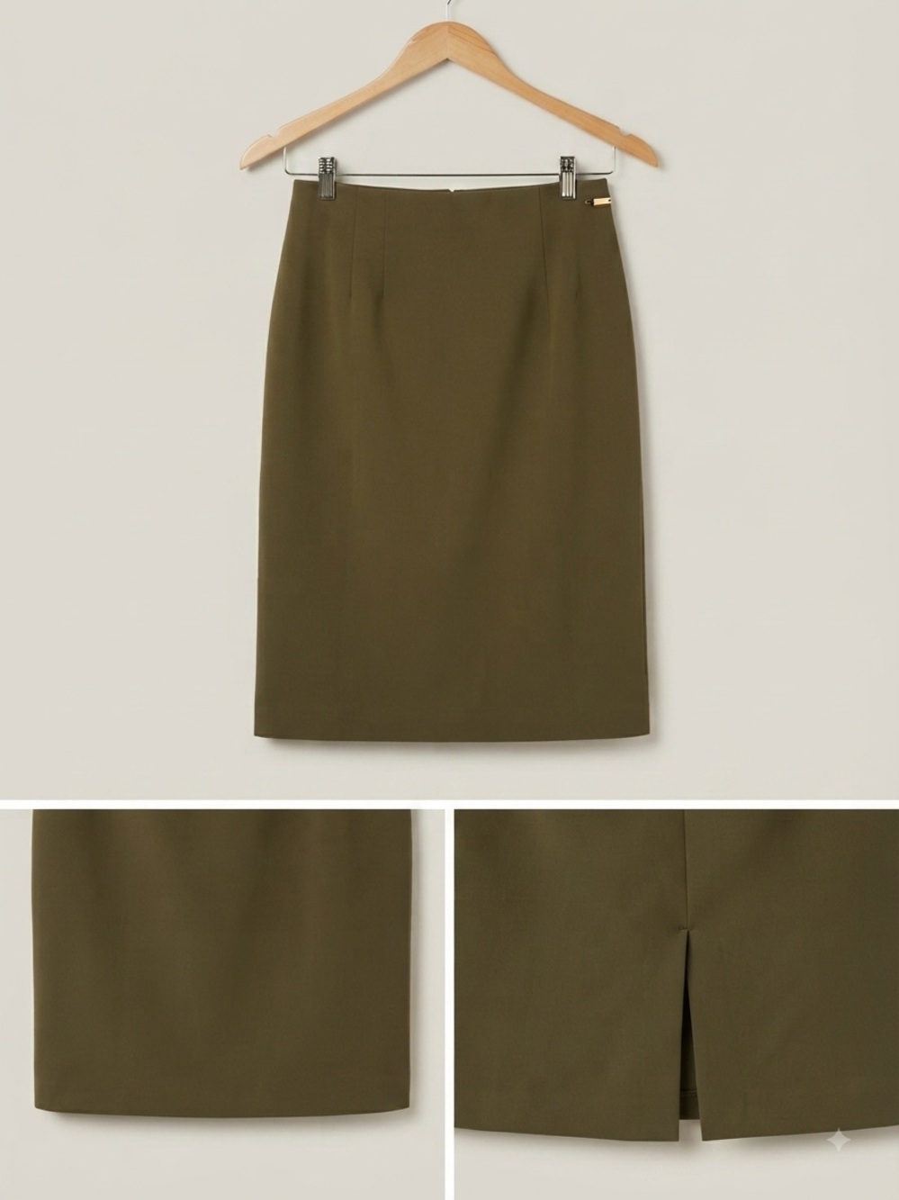 Tahari High-Waist Olive Green Pencil skirt sz M
